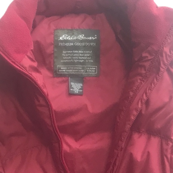 EDDIE BAUER MAROON Premium Goose Down Puffer Parka Vest - Picture 6 of 8